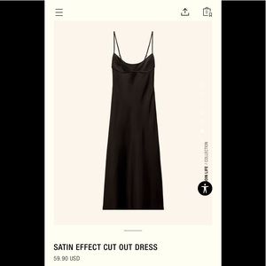 Zara SATIN EFFECT CUT OUT DRESS Black | 4432/201 Medium NWT